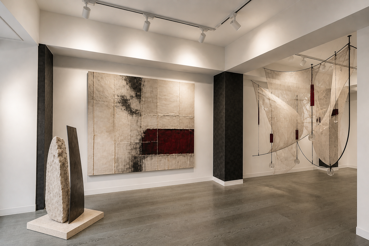 Large-scale material installation staged at Gallery ZHE